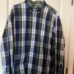 Men's Blue and Green Plaid Shirt